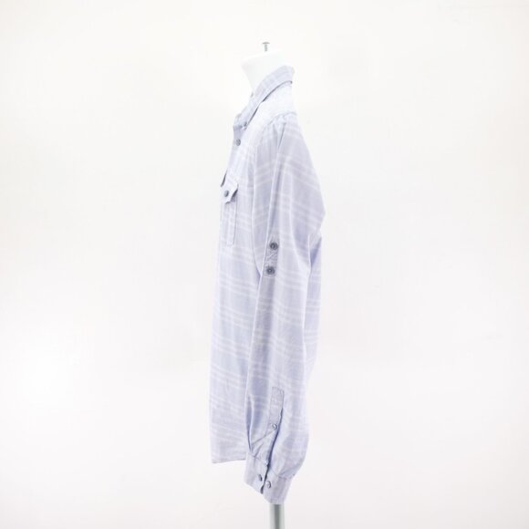 Calvin Klein Blue Plaid Double Pocket Front Button Down Medium Cotton Long Sleev - Picture 7 of 13